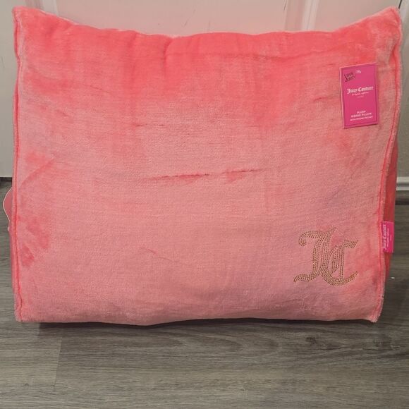 Juicy Couture Home Gold Rhinestone JC Logo Plush Wedge Pillow w/Phone Pocket - Picture 8 of 8